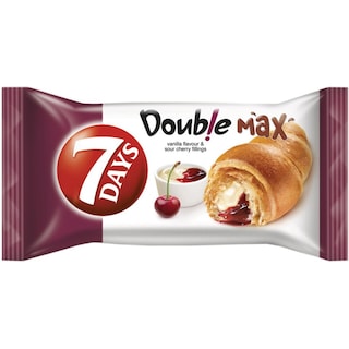 7Days | Double | Croissant cu umplutura cu aroma de vanilie si visine 80g