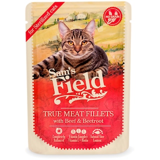 Sam's Field | Hrana umeda pentru pisici sterilizate, cu vita si sfecla 85g