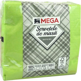 MEGA | Servetele de masa verzi, 2 straturi, 50 buc.