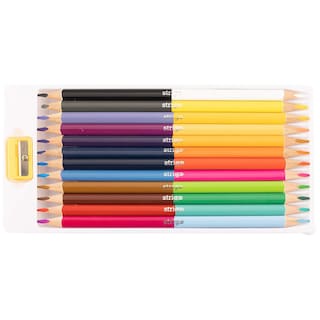 Strigo | Set 12 creioane triunghiulare dublu colorate cu ascutitoare inclusa, 24 culori