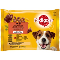 Pedigree | Pouch | Hrana completa pentru caini adulti, 2 cu vita si 2 cu pasare, 4x100g