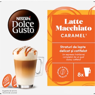 Nescafe | Dolce Gusto | Cafea Latte Macchiato Caramel, 8 bauturi, 16 capsule