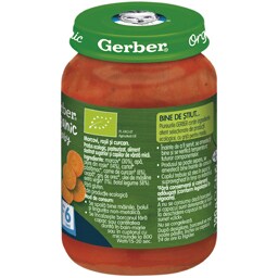 Gerber | Piure bio cu morcovi, rosii si curcan 190g