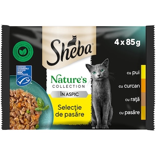 Sheba | Hrana umeda pentru pisici adulte, cu carne de pasare in aspic 4x85g
