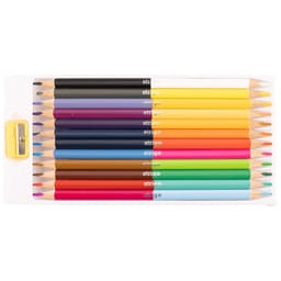 Strigo | Set 12 creioane triunghiulare dublu colorate cu ascutitoare inclusa, 24 culori