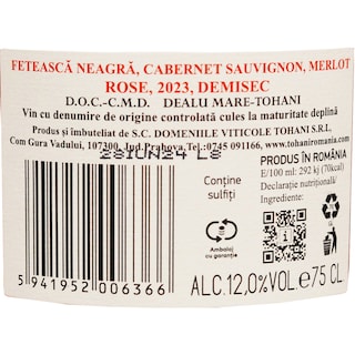 Tohani | Mosia de la Tohani | Vin roze demisec 0.75L