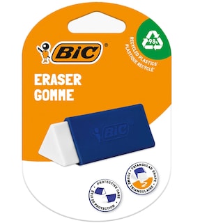 Bic | Guma de sters triunghiulara cu manson de protectie, diverse culori