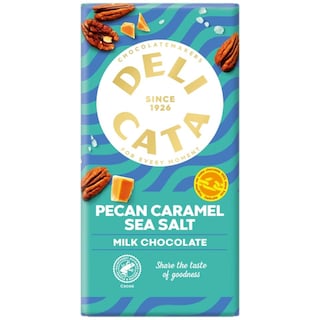 Delicata | Ciocolata cu lapte cu pecan, caramel si sare de mare 150g