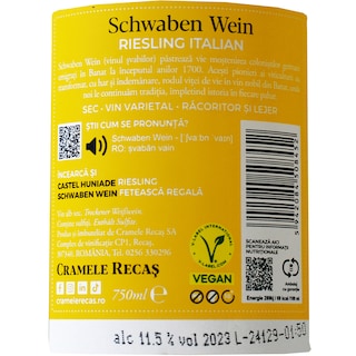 Schwaben Wein | Vin alb sec Riesling Italian 0.75L