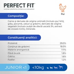 Perfect Fit | Hrana uscata, completa, bogat in pui, pentru catei 825g