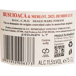 Tohani | Mosia de la Tohani | Vin rose demidulce Busuioaca & Merlot 0.75L