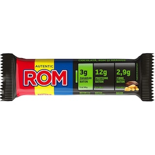Rom | Baton Proteic ciocolata, rom, arahide 41g