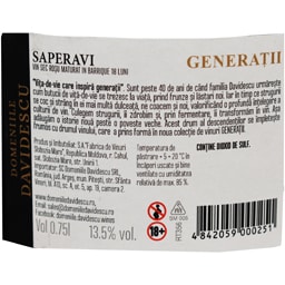 Domeniile Davidescu | Vin rosu sec Saperavi 0.75L