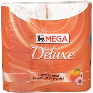 MEGA | Hartie igienica cu parfum de piersica, 3 straturi, 4 role