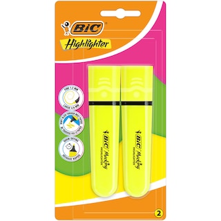 Bic | Evidentiator plat, galben, 2 bucati