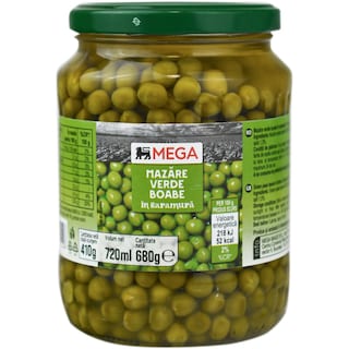 MEGA | Mazare verde boabe in saramura 680g