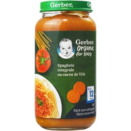 Gerber | Spaghete integrale cu carne de vita 250g