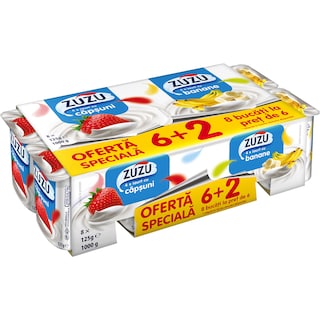Zuzu | Iaurt cu capsuni si banane 8x125g