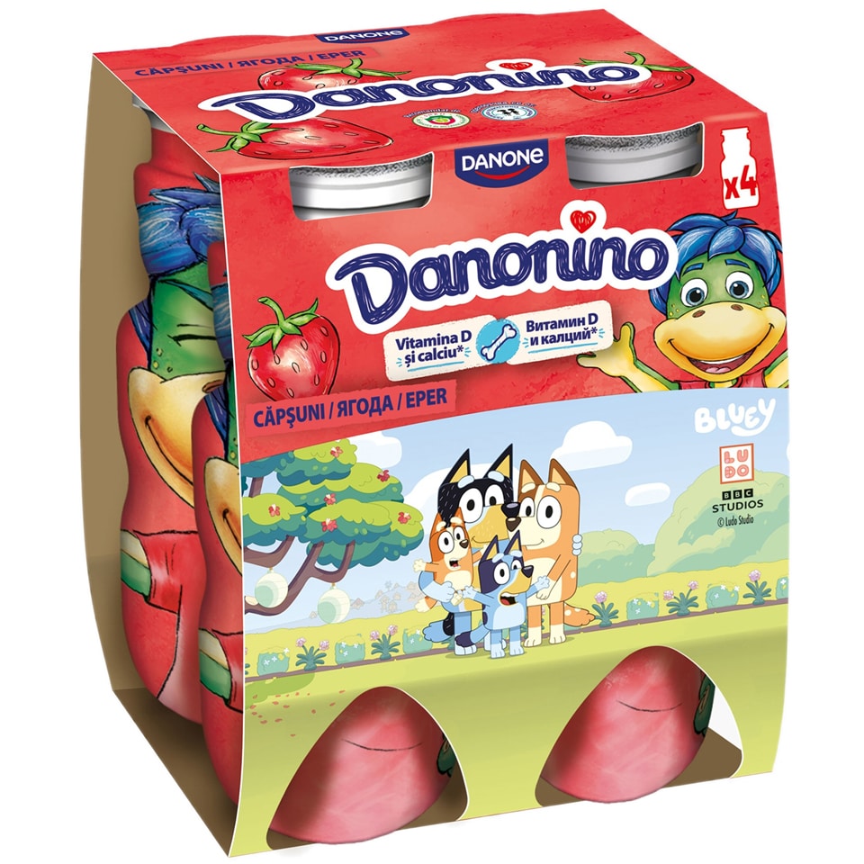 Iaurt de baut cu piure de capsuni, 1.6% grasime 4x100g