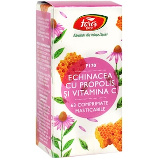 Fares | Echinacea cu propolis si vitamina C 63 comprimate masticabile
