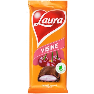 Laura | Ciocolata cu lapte si crema cu visine 92g