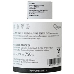 Fritz Allendorf | Vin alb sec, Riesling 0.75l