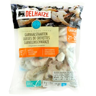 Delhaize | Cozi de creveti decorticati, 21-25  bucati 450g