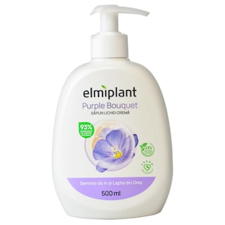 Elmiplant | Sapun lichid crema seminte de in si lapte din orez 500ml