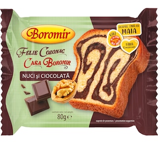 Boromir | Felie de cozonac cu crema cu nuci si ciocolata 80g