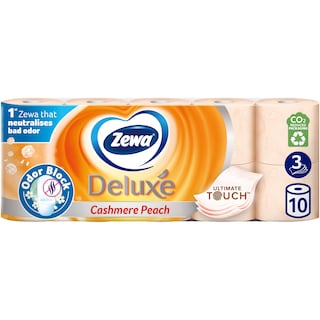 Zewa | Deluxe | Hartie igienica Deluxe Cashmere Peach 3 straturi, 10 role