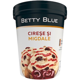 Inghetata cu aroma de vanilie, cu sos de cirese si migdale 450ml