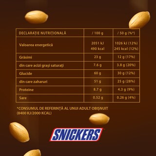 Snickers | Baton ciocolata cu lapte cu arahide proaspat prajite 3x50g