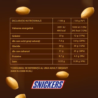 Snickers | Baton ciocolata cu lapte cu arahide proaspat prajite 3x50g