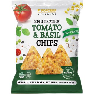 Popcrop | Chipsuri proteice cu aroma de rosii si busuioc 60g