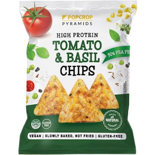 Popcrop | Chipsuri proteice cu aroma de rosii si busuioc 60g