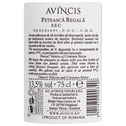 Avincis | Vin alb sec Feteasca Regala 0.75L