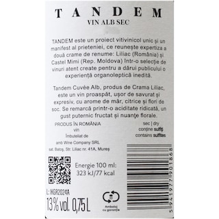 Liliac | Vin alb sec Tandem 0.75L