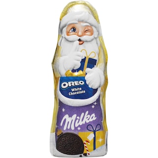 Milka | Figurina Mos Craciun cu ciocolata alba si Oreo 95g