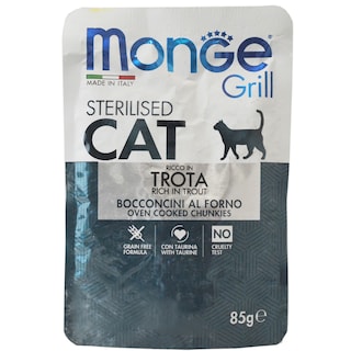 Monge | Hrana umeda pentru pisici sterilizate, cu pastrav 85g