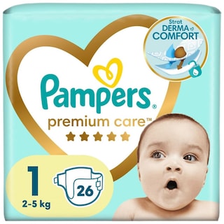 Pampers | Premium Care | Scutece bebelusi Marimea 1, 2-5 kg, 26 buc
