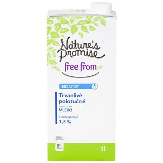Nature's Promise Free From | Lapte UHT fara lactoza 1.5% grasime 1L