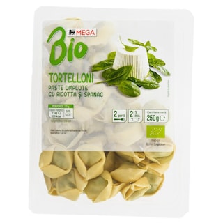 MEGA Bio | Tortelloni bio cu ricotta si spanac 250g