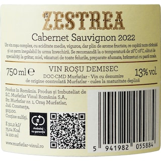 Zestrea | Vin rosu demisec Cabernet Sauvignon 0.75L