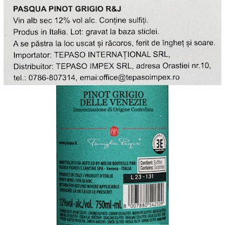 Famiglia Pasqua | Romeo&Julieta | Vin alb sec Pinot Grigio 0.75L
