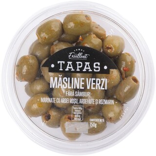 Excellent | Tapas | Masline verzi marinate cu ardei rosu, ardei iute si rozmarin 150g