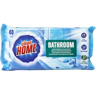 Clean Home | Servetele umede pentru curatarea baii, 40 bucati