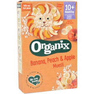 Organix | Cereale musli eco 10+ cu banana, piersica si mar 200g