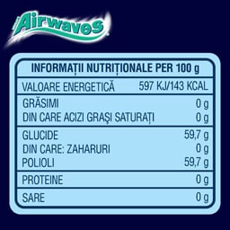 Airwaves | Guma de mestecat fara zahar cu arome de menta si eucalipt 64g