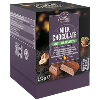 Excellent | Ciocolata cu lapte si alune de padure 135g