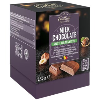 Excellent | Ciocolata cu lapte si alune de padure 135g